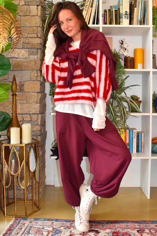Stripe Boucle Slouch Knit Morello & Rose
